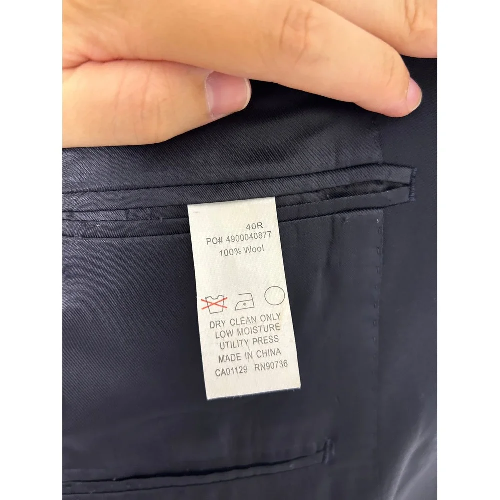 Calvin Klein Blazer Mens 40R Navy Blue Wool Two Button Suit Jacket Professional